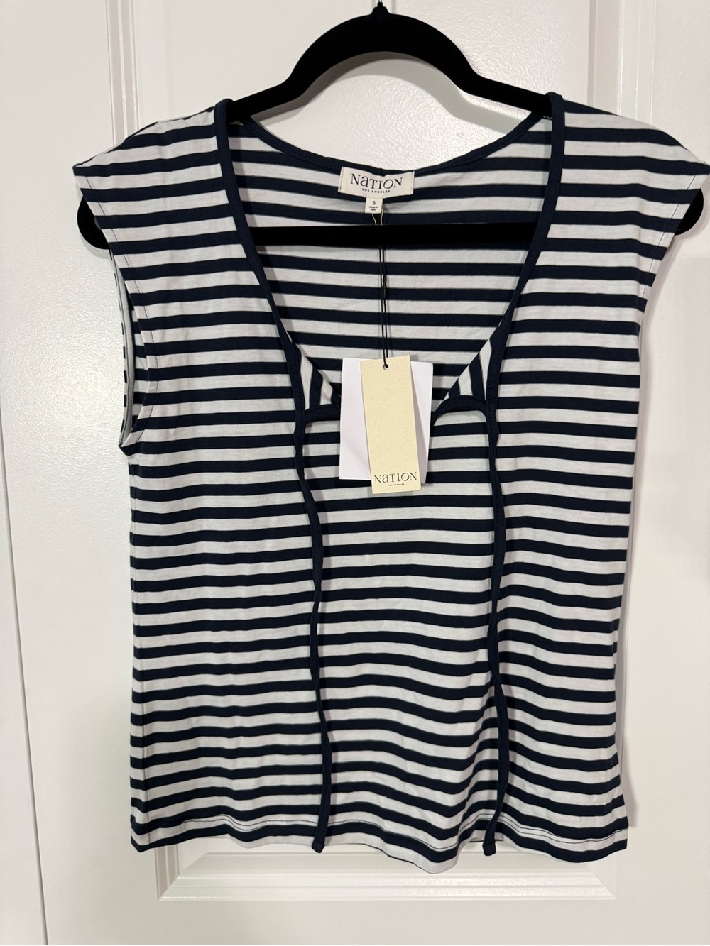 Nation LTD Navy & White Striped Scoop Tank